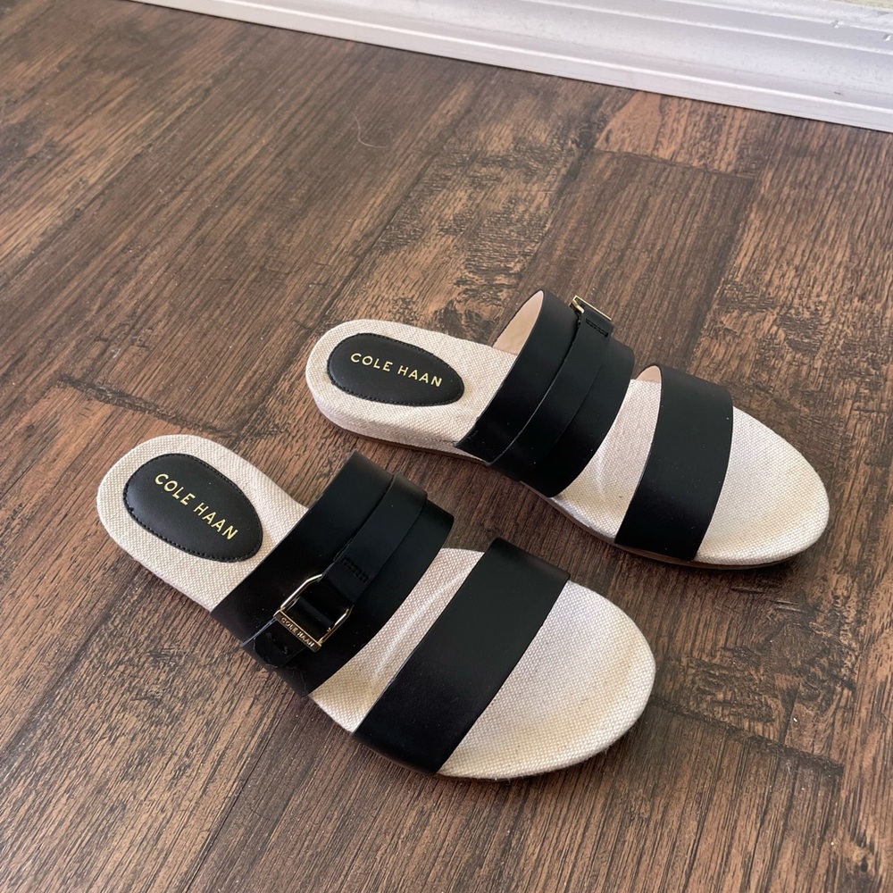 Cole Haan Black Sandals with Two Wide Straps